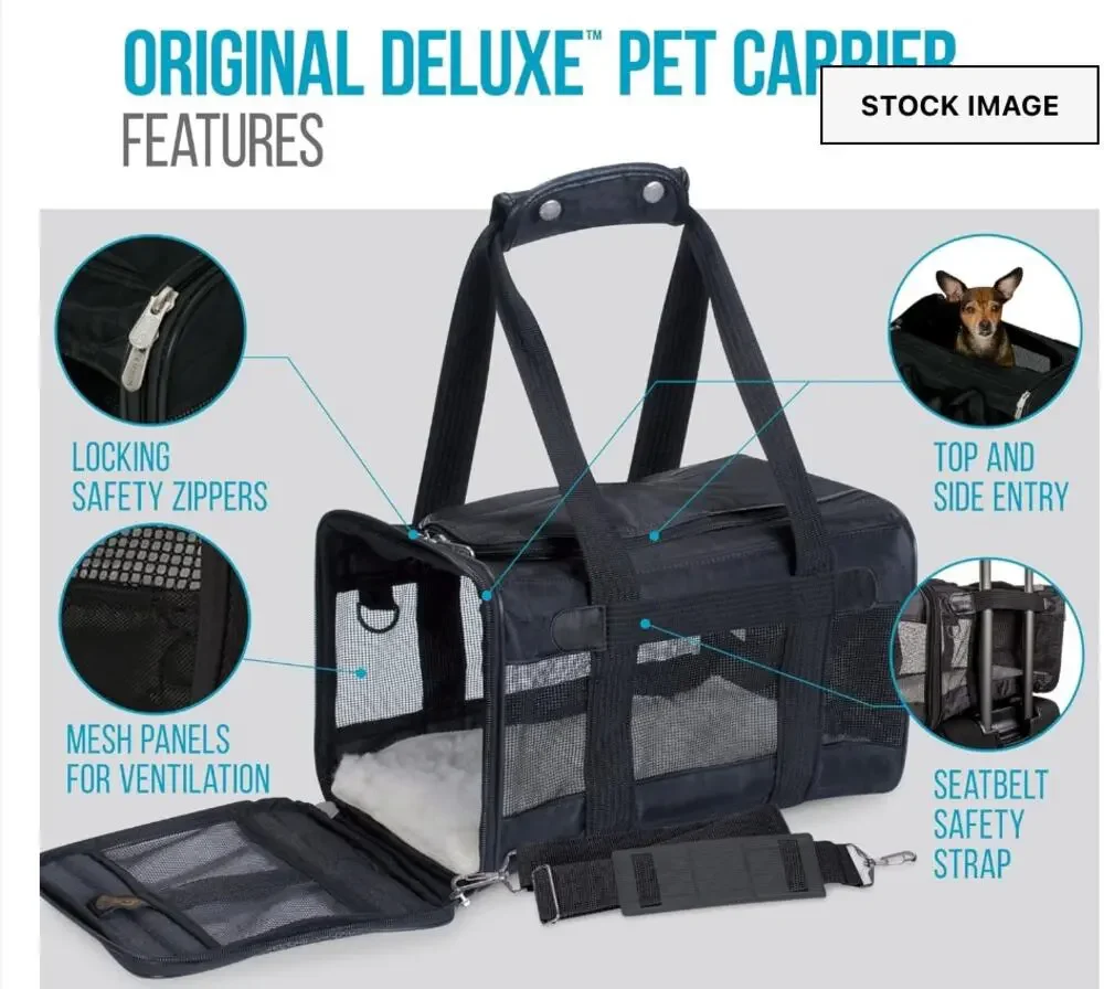 Sherpa Pet Carrier Deluxe Black Travel with your Pet Airline Approved Carry-on